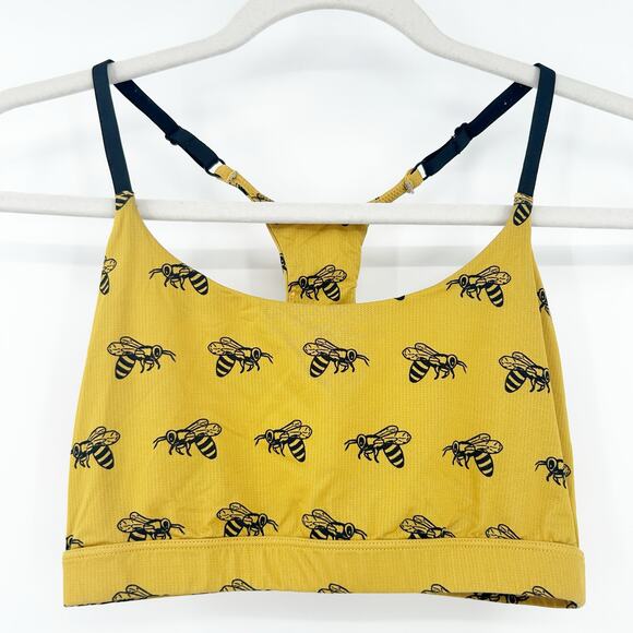 MeUndies Womens‎ MoveMe Bee Print Scoop Neck Racerback Bralette Size S Yellow - Picture 1 of 5